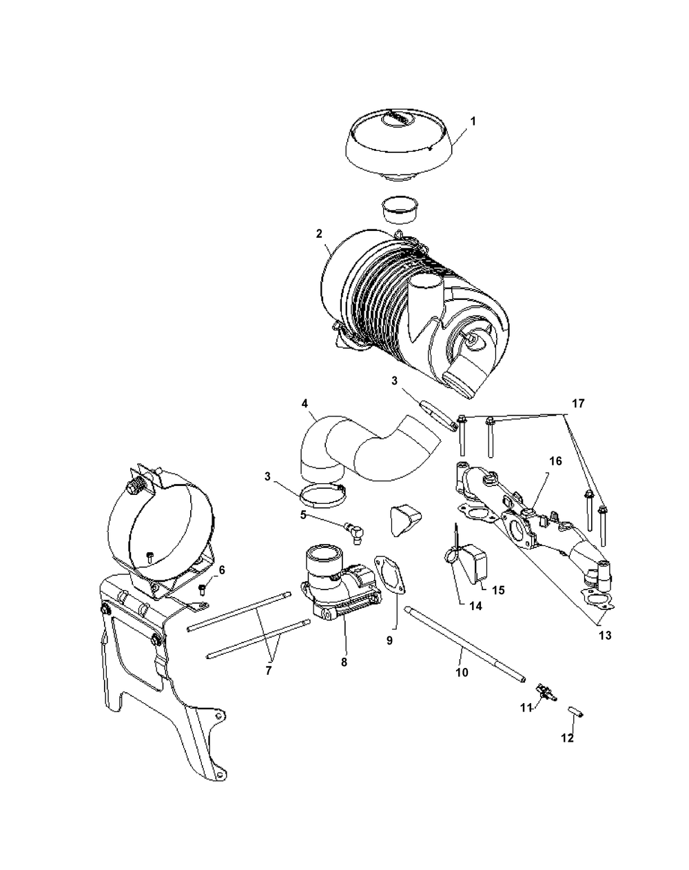 Kohler Cv680-3044 Air Intake And Filtration Diagram and Parts List for Z-FORCES48 (53BH5FJB-53BH5FJB050)(2012) Cub Cadet Lawn Tractor